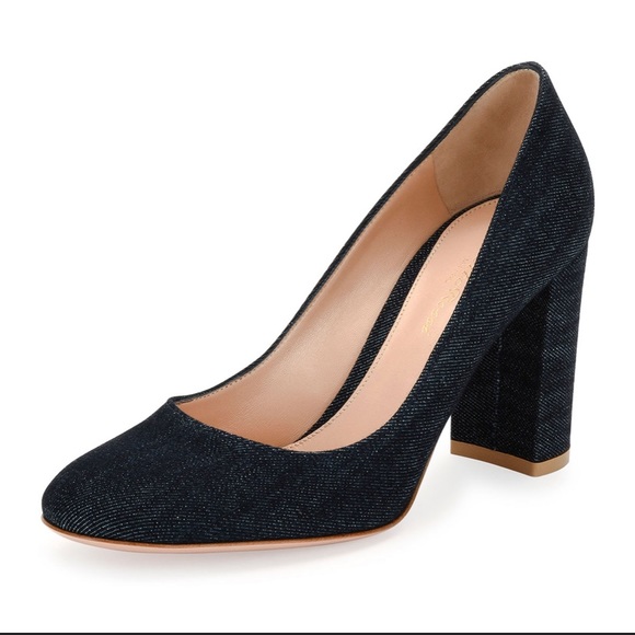 Gianvito Rossi Shoes - Gianvito Rossi Linda Denim Block Heels Size 40